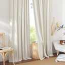 NICETOWN Natural Linen Curtains for Bedroom, Back Tab & Rod Pocket with Pleat Tab Privacy Added Curtains & Drapes with Light Filtering Window Treatments for Living Room, W52 x L95, 2 Panels