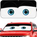 Funny Eyes Windshield Sun Shade for Car, 59 x 27.5in with Black Classic Designed, Foldable Front Window Sunshade for Sedan Compact Car Hatchback Small SUV, UV Heat Protection