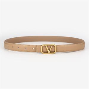 RLINEA Women's Casual Genuine Leather Belts for Jeans Dress Set Coat Pants, Fashion Waist Belts with V-Style Gold Buckle (Color : Camel, Size : 26"-36" Waist Adjustable)