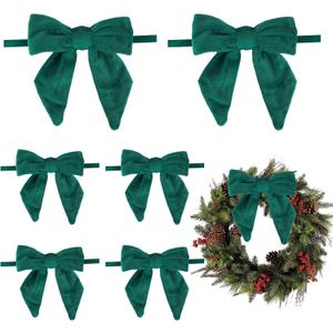 AIMUDI Hunter Green Bows 5''×6'' Christmas Bows for Gift Wrapping Present Bows Fur Bows for Christmas Trees Fireplaces Wreaths Crafts Home Outdoor Winter Decoration, 12 PCs