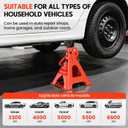 Jack Stands 3 Ton - Heavy Duty Vehicle Support with Dual Locking System, 11-16.1 inch Adjustable Height, High-Strength Steel Material and Large Base for Car & SUV, Orange-Red, 1 Pair