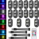 Wireless LED Strobe Lights with Remote Control, 2025 New Upgrade 4LED 8 Colors Waterproof Anti-Collision Led Warning Light USB Charing LED Lights for Car Drone Truck Motorcycle Aircraft Bike - 16PCS