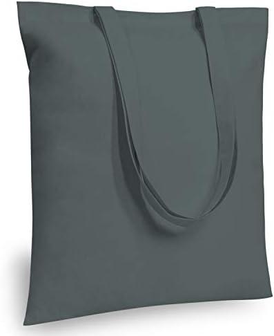 TOPDesign 24-Pack Economical 16"x15" Grey Cotton Tote Bag, Lightweight Medium Reusable Grocery Shopping Cloth Bags, Suitable for DIY, Advertising, Promotion, Gift, Activity