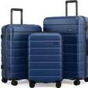 Coolife Luggage Set, 3 Piece Lightweight Durable Hardshell, Navy Blue | Upgraded Polycarbonate Shell Suitcase,360° Double Spinner Wheels,Expandable (20"Only),TSA Lock,Aluminum Handle,Nested Design