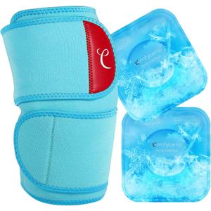 Comfytemp Large Knee Ice Pack Wrap with 2 Soft Gel Packs, Reusable Compression Knee Brace for Meniscus Tear, Cold Bag for Injury, Joint Pain Relief, Arthritis, ACL, After Surgery Men Women Recovery
