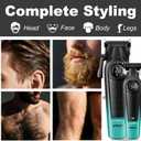 VGR Hair Clippers for Men & Hair Trimmer Set, Cordless Barber Combo with LED Display, Ceramic & Titanium Blades, 7000RPM, Type-C Rechargeable, Home & Professional Hair Cutting Kit, V-196 & 996(Green)