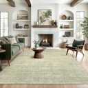 Valenrug Washable Rug 8x10 - Stain Resistant 8x10 Area Rugs for Living Room, Non Slip Backing Printed Rugs for Bedroom, Folable Machine Washable Area Rug (8'x10', Green)