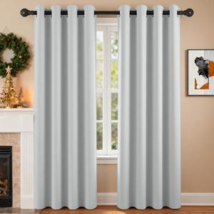 4-Panel-Curtain Room Darkening, 84 Inch Length for Bedroom Living Room, Insulated Thermal Grommet Curtain Drapes, Blackout(60-90%,Not 100%) Window Treatment Decor, Pack of 4, 52x84, GreyishWhite