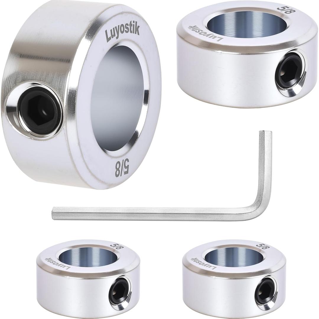 3pcs 5/8" bore Shaft Collar,5/8" bore Solid Steel Style zinc Plated Set Screw Shaft Collars,1-1/8" OD, 1/2" Width, for Wheel Barrow Axle, Gearbox Assemblies, Machine Tools, Industry