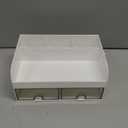 Bathroom Counter Organizer, 4 Slots Toothbrush Holders for Bathrooms with 2 Drawers, Toothpaste and Electric Tooth Brush Holder for Shower, Cute Makeup Storage Organizer for Vanity, White