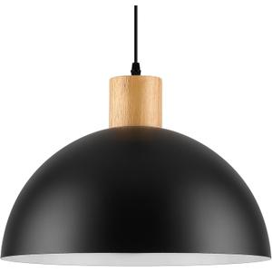 Black Solid Wood Pendant Light, 16in Modern Matte Black Pendant Lights Fixtures Adjustable Farmhouse Hanging Lighting,for Kitchen Island Dining Room Barn Office
