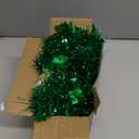 TURNMEON 3 Pack Total 49.2 Ft St. Patrick's Day Shamrock Tinsel Garland Decor Green Clover Metallic Streamers St Patricks Day Decorations Indoor Outdoor Home Irish Party Supplies, Each 16.4 Ft by 4.3"