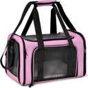 Pet Carrier for Small Medium Cats Dogs Puppies up to 15 Lbs, TSA Airline Approved, Soft Sided, Collapsible Travel - Pink (17.0"L x 11.0"W x 11.0"H)