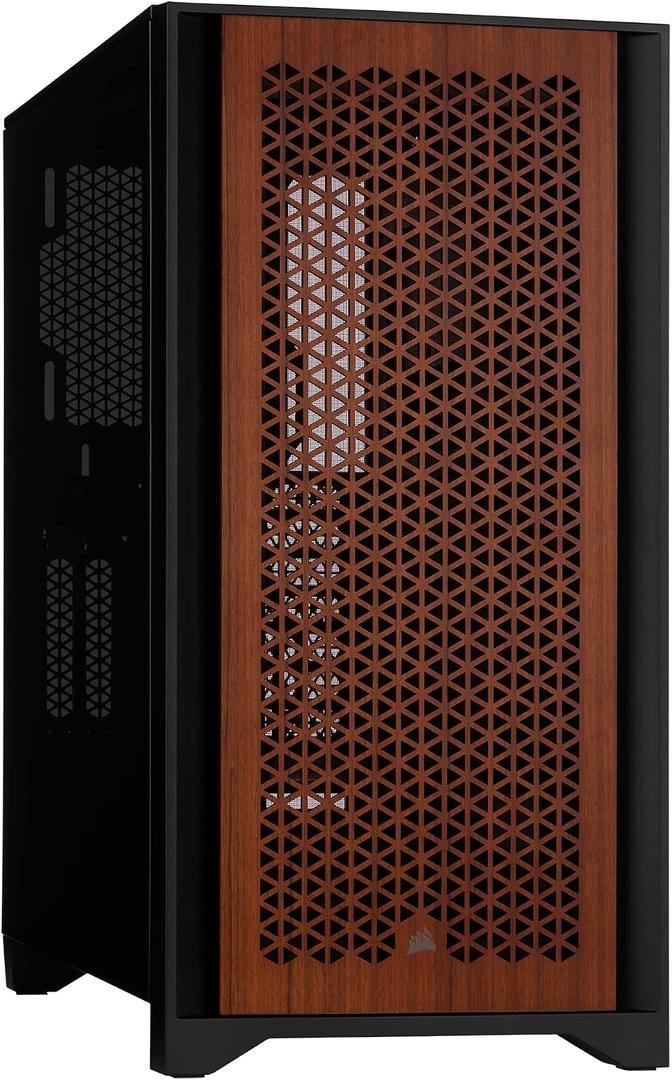 Corsair 4000D Airflow Tempered Glass Mid-Tower ATX Case with Teak Front Panel - High-Airflow - Cable Management System - Spacious Interior - Two Included 120 mm Fans - Black and Teak