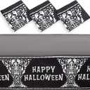 Skeleton Coffin Happy Halloween Tablecloth, Black Table Cover (54 x 108 in, 3 Pack) - Table Cloth - Tablecloths