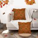 Fall Pumpkin Decorative Throw Pillow Covers 18 x 18 Set of 2, Thanksgiving Day Autumn Harvest Pumpkin Faux Fur Cushion Covers, Soft Embroidered Pillow Cases for Couch Bedroom Holiday Home Decor