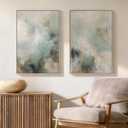 Framed Sage Green Abstract 2 Piece Wall Art for living room, 24x36 Inch, 24" W x 36" H x 2Pcs