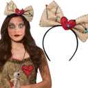 Halloween Creepy Doll Bow Headband for Women Dolly Broken Heart with Pins Bow Head Hoop Fun Shack Evil Doll Hairband