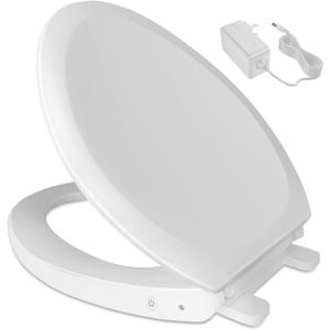 ZMJH S005-B3 Heated Toilet Seat with Night Light, Elongated, Toilet Seat Warmer, Soft Slow Close, Three Temperature Settings, Easy Installation, White