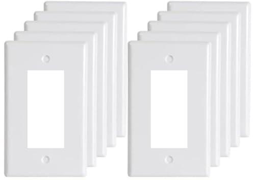 Single Light Switch Cover Wall Plate for Decorative Light Switches Smart Switch Dimmers GFCI Receptacle USB Outlet 1-Gang Electrical Faceplate White (12-Pack)