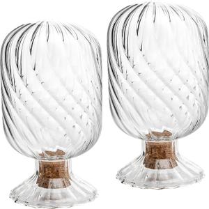 moonoom 2 Set Helix Shaped Match Holder, Glass Matches Cloche for 3.5 Inch, Upside Down Match Holder Jar for Scented Candle on Dining Table Fireplace Bathroom Decoration, Not Include Matches