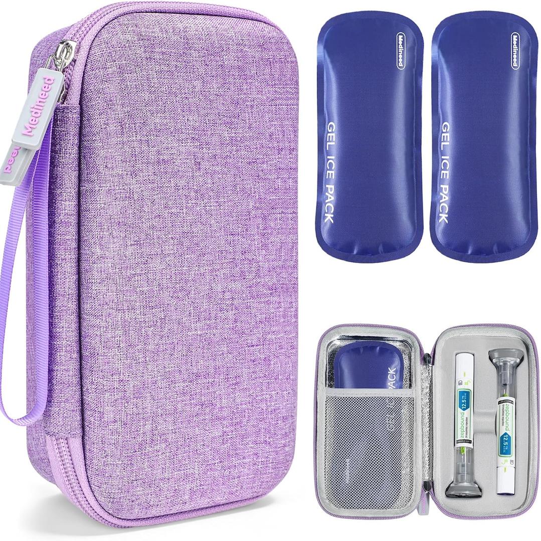 3 x Medineed Custom-Fit Travel Case for 2 Zepbound Pen, TSA Approved | 2PCS 80g Reusable Ice Pack, Fits Opened and Sealed Pen, Insulated Tirzepatide GLP-1 Medicine Organizer, EVA Shock-resistant