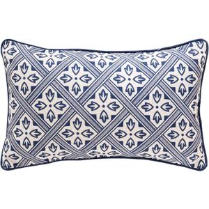 patdrea Designer Throw Pillow Covers,Chinoiserie Blue Elegant Linen with Striped Floral Pattern Pillow Cover,Decorative Lumbar Pillowcases Cushion for Bed Living Room Outdoor Car,12"x20"