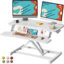 JOY worker Standing Desk Converter, 32" Height Adjustable Sit Stand Up Desk Riser with Keyboard Tray & 6 Fridge Magnets, Desktop Workstation Riser for Home Office Computer Laptop, White