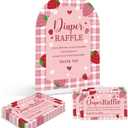 Baby Shower Games - Strawberry Diaper Raffle, 1 Arch Acrylic Sign and 50 Diaper Raffle Tickets, Gender Reveal Game, Berry Baby Shower Decoration Supplies (NS04)