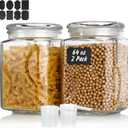 Glass Jars with Lids 64 oz, Airtight Silicone Seal & Non-Slip Design, Large Glass Storage Containers with Lids, Wide-Mouth Storage Containers for Kitchen, Laundry, Pantry & Office, Set of 2