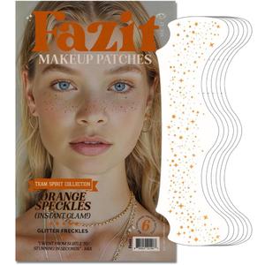 Fazit Makeup Patches - Orange Speckles - Glow Up Make-Up Patches - Cute Glitter Makeup Accessories for Women - Cosmetic Glitter for Face