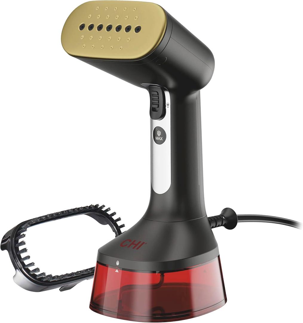 CHI Handheld Garment Steamer for Clothes, 2 Continuous Steam Modes, Full-Size 300 ml Capacity Water Tank, Ergonomic Handle, Vacation Essentials, 1600 Watts, 10 Cord, Red (11590)