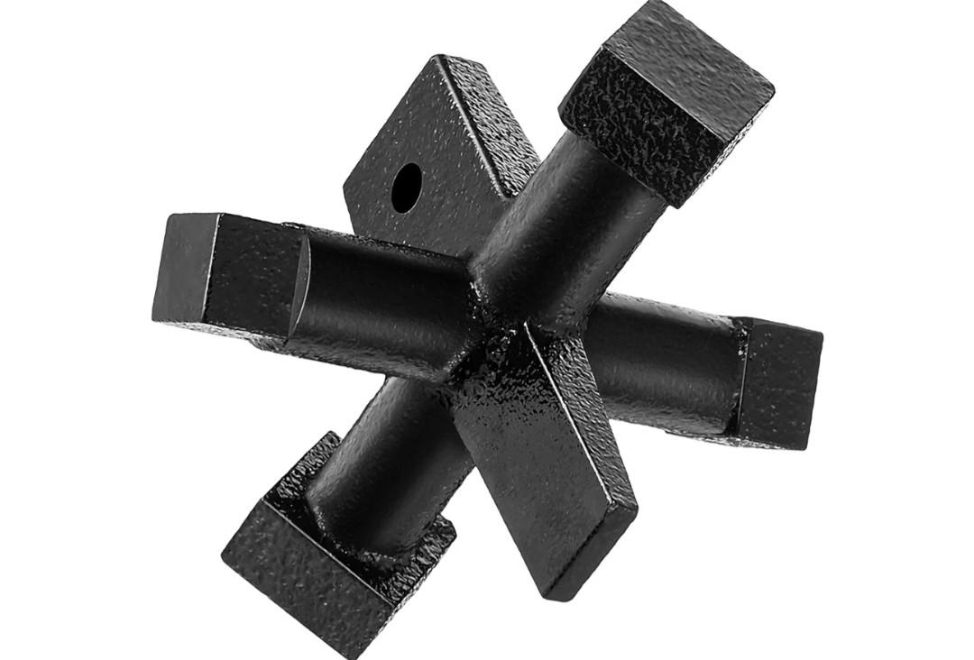 Feekoon 6 Sided Cleanout Plug Wrench, Plumbing Tools and Plumbing Wrench, Threaded Drum Trap Tools for Both Slotted or Square Countersunk Cleanout Plugs Drum Traps Heavy Duty Iron(Black)