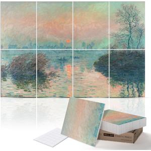 PINWELIFE Wall Art Acoustic Panels, Sound Proof Absorbing Panels for Home/Office, Decorative Absorbing Dampening, Noise and Echo Cancelling (48"x32", Monet_Seine at Lavacourt)