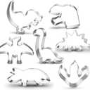 New Dinosaur Cookie Cutter Set-7 Piece-Footprint and Head, Tyrannosaurus(T-Rex), Brontosaurs, Spinosaurus, Triceratops, Pterodactyl, Baking Mold for Kids Dinosaur Birthday Party