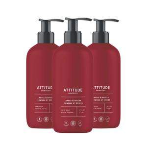 ATTITUDE Limited Edition Liquid Hand Soap, EWG Verified, Plant and Mineral-Based, Vegan Personal Care Products, Apple & Spices, 16 Fl Oz (Pack of 3)