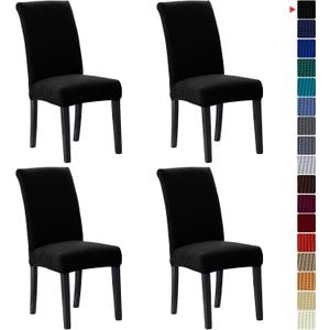 Howhic Stretch Chair Covers for Dining Room Set of 4, Removable Washable Dining Room Chair Covers, Dining Chair Slipcovers Seat Protector, Great for Home Upholstery and Banquet (Black, 4 Pack)