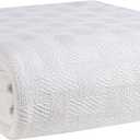 GLAMBURG 100% Cotton Bed Blanket, Breathable Bed Blanket Queen Size, Cotton Thermal Blankets Full - Queen Size, Perfect for Layering Any Bed for All Season - White