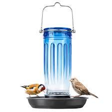 Kingsyard Glass Bird Water Dispenser for Outdoor, 16 Oz, Bird Water Feeder with Metal Hanging for Garden Yard Fence Decoration Hummingbird Cardinal Bluebird Finch