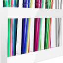 Straw Holder Acrylic for Cabinet Reusable Organizer Dispenser 5-Grid Straw Rack Comes with 8 Double-Sided Tapes and 15 Classification Label Stickers (White)