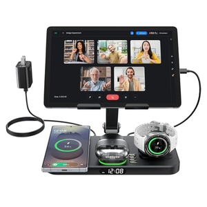 45W Wireless Charging Station for Multiple Samsung Device & Android, Foldable 20W Wired Charger Stand for Galaxy Tab with Clock & Light, Charger for S26/S25 Ultra/Z Fold & Buds, Only for Galaxy Watch