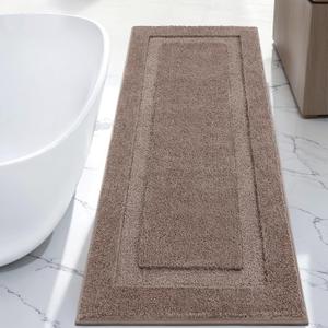 SHACOS Soft Bathroom Rugs 24"x60" Long Bath Mats Runner Non Slip Washable Absorbent Bath Rugs Carpets for Bathroom Floor Tub Shower Vanity Sink Home Decor Accessories, Coffee 2'x5'