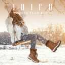 IDIFU Snow Boots Winter Boots for Women Waterproof Comfortable Warm Insulated Non-Slip Outdoor Boots Fashion Hiking Walking Lightweight Lace Up Faux Fur Lined Brown Mid-Calf Booties(Brown, 9)
