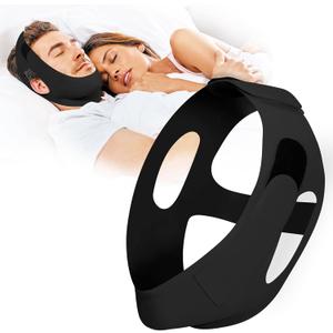 OHALEEP Chin Strap for Sleeping Comfortable Stop Snoring Solution, Snore Stopper Adjustable, Anti Snoring Devices Breathable and Reusable, Anti Snore Chin Strap for CPAP Users, Black, M