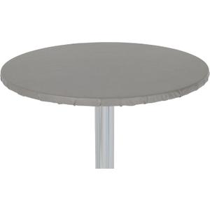 Yourtablecloth Heavy Duty Vinyl Round Fitted Tablecloth (Table Cover) with Flannel Backing Vibrant Colors Elasticized Tablecloth Great for Indoor and Outdoor Dining and Playing Cards 60 Grey