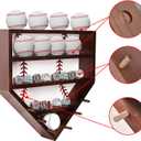17'' Baseball Display Case with Baseball Ring Holder, Baseball Holder Stand, Wooden Medal Display Case Wall Mounted for Balls, Medals, Trophies, Rings, Brown