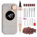 Electric Nail Drill,40000RPM Cordless Nail File Rechargeable with 12 Drill Bits for Acrylic Nails Gel Polishing,E File Nail Kit Machine for Manicure Salon Home AB Diamond