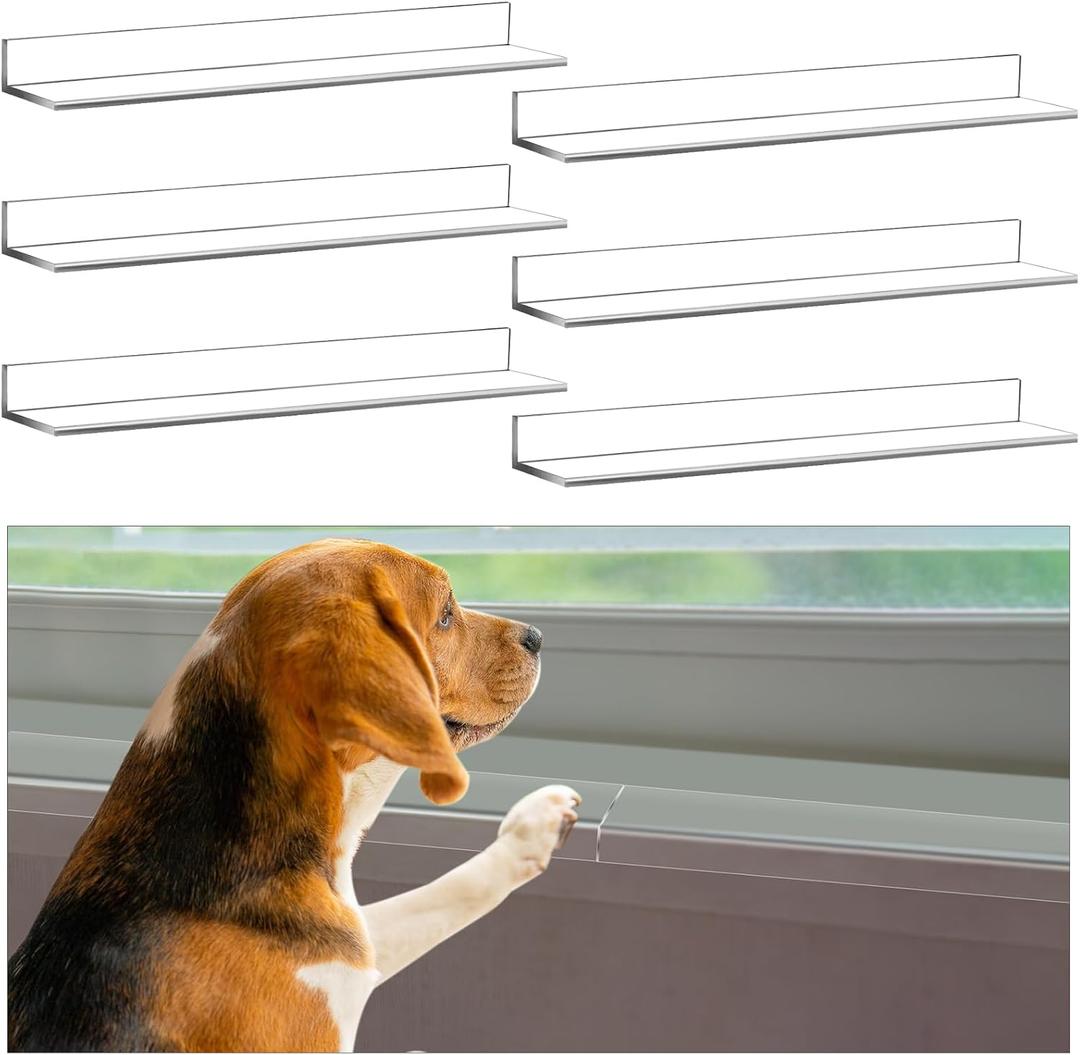 Wenqik 6 Pcs Window Sill Protector from Dog Cat Scratching Protection 2 Set Per Set Total Length 33.5'' x 3.25'' Width x 0.16 Thick Clear Pet Against Dog Claw Chewing Slobbering Window Cover Guard