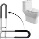Toilet Grab Bar 28 Inch Flip Up Aluminum Handicap Rails Grab Bars Toilet Rail Bathroom U Shaped and Wall Mount Safety for Seniors Elderly Disabled Pregnant Injured Patients (Black)