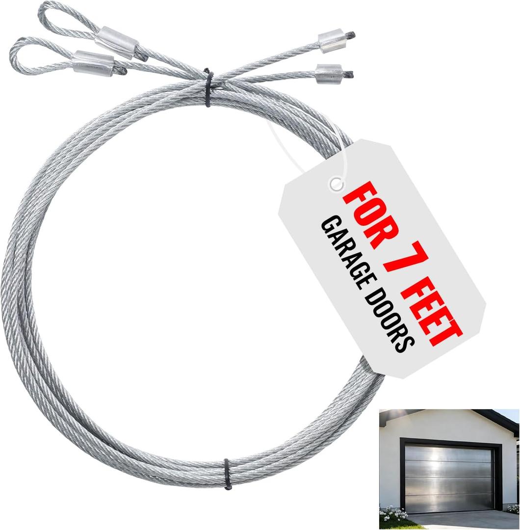 2PCS Garage Door Cables for 7 ft Door  8.5 Ft Heavy Duty Wire Replacement for Torsion Spring Systems, Rust Resistant Garage Door Repair Kit